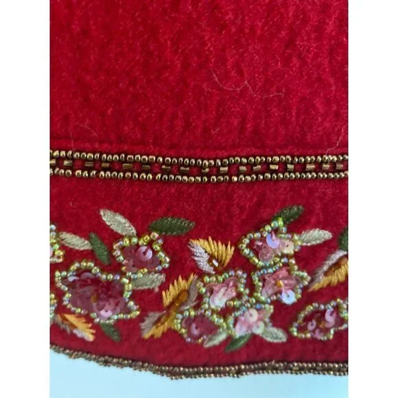TALBOTS WOMEN'S RED BOILED WOOL BEADED JACKET SZ S